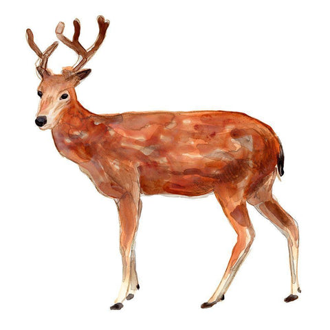 Simple Lodge Animals IV White Modern Wood Framed Art Print by Vess, June Erica