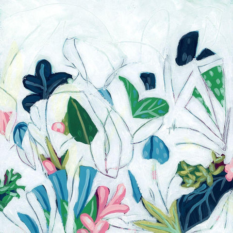 Tropical Trace I Black Modern Wood Framed Art Print by Vess, June Erica