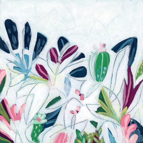 Tropical Trace II White Modern Wood Framed Art Print by Vess, June Erica