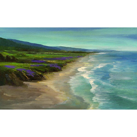 Montara Beach Black Modern Wood Framed Art Print with Double Matting by Finch, Sheila