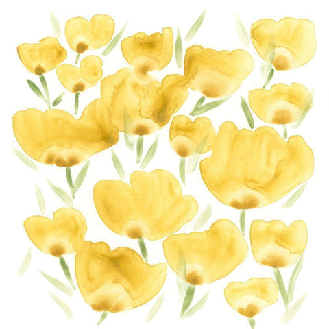 Sunny Meadow I White Modern Wood Framed Art Print by Vess, June Erica