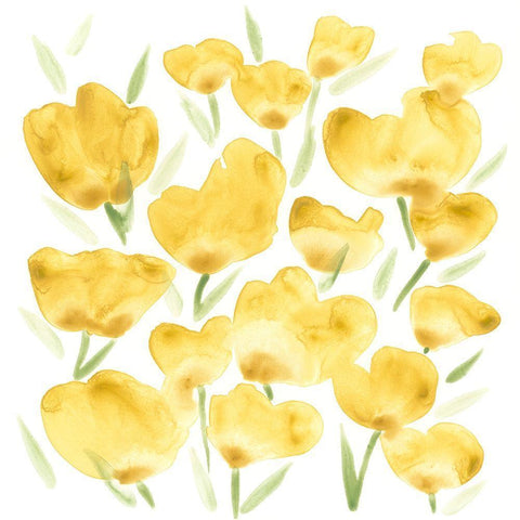 Sunny Meadow II White Modern Wood Framed Art Print with Double Matting by Vess, June Erica