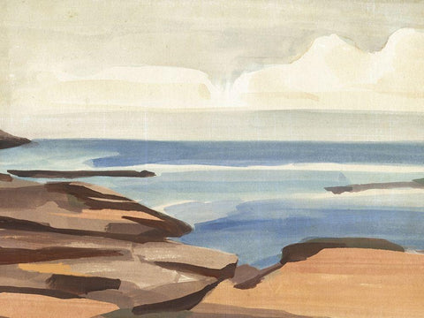 Shore Days I Black Ornate Wood Framed Art Print with Double Matting by Warren, Annie