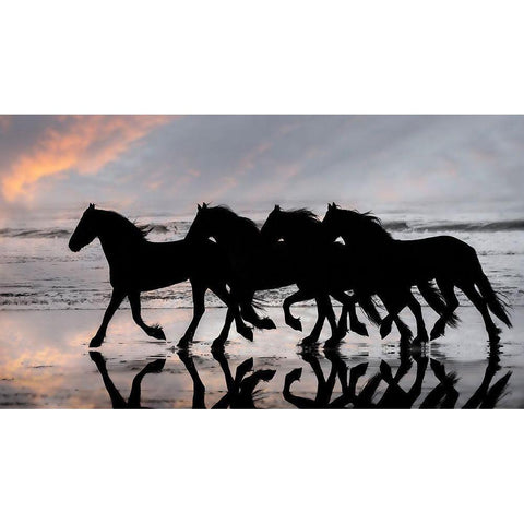 Wave Runners I Black Modern Wood Framed Art Print by PHBurchett