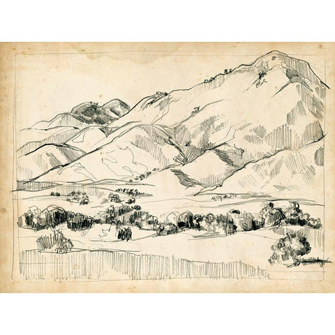 Mountain Sketch I White Modern Wood Framed Art Print by Parker, Jennifer Paxton