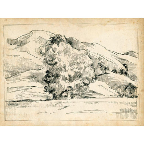 Mountain Sketch II Black Modern Wood Framed Art Print with Double Matting by Parker, Jennifer Paxton