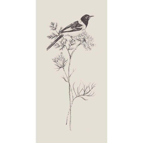 Nature with Bird I White Modern Wood Framed Art Print by Wang, Melissa