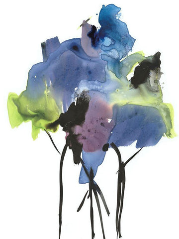 Natures Bouquet I White Modern Wood Framed Art Print with Double Matting by Combs, Joyce