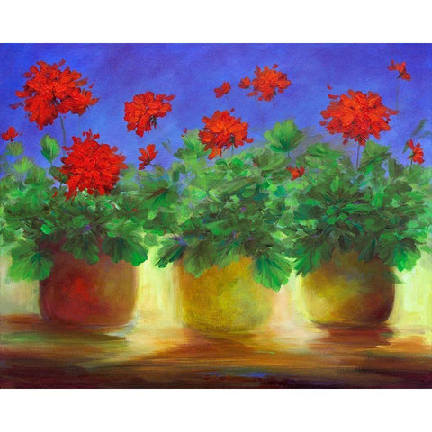 Geraniums II Gold Ornate Wood Framed Art Print with Double Matting by Finch, Sheila