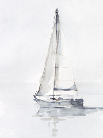 Misty Harbor I White Modern Wood Framed Art Print with Double Matting by Harper, Ethan