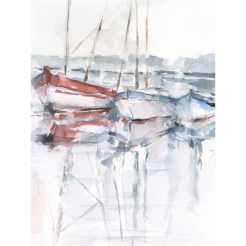 Watercolor Harbor Study II White Modern Wood Framed Art Print by Harper, Ethan