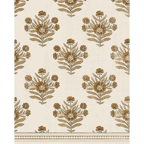 Block Print Blooms I Gold Ornate Wood Framed Art Print with Double Matting by Barnes, Victoria