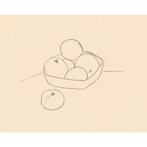 Fruit Line Drawing I Gold Ornate Wood Framed Art Print with Double Matting by Barnes, Victoria