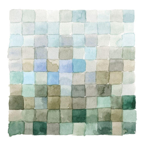 Aquatic Grid I Gold Ornate Wood Framed Art Print with Double Matting by Caroline, Emma