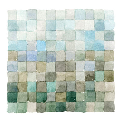 Aquatic Grid II Black Modern Wood Framed Art Print by Caroline, Emma