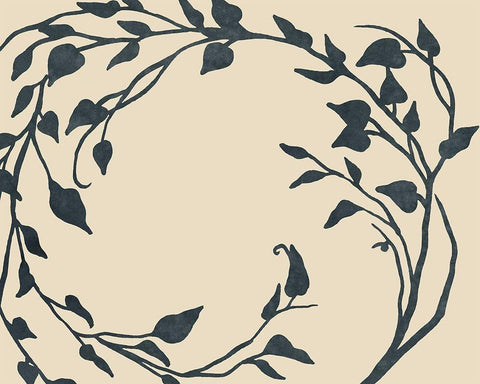 Tendril Swirl I Black Ornate Wood Framed Art Print with Double Matting by Vess, June Erica