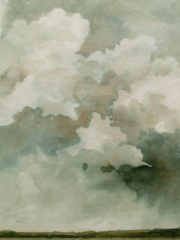 Coming Rain I White Modern Wood Framed Art Print with Double Matting by Caroline, Emma