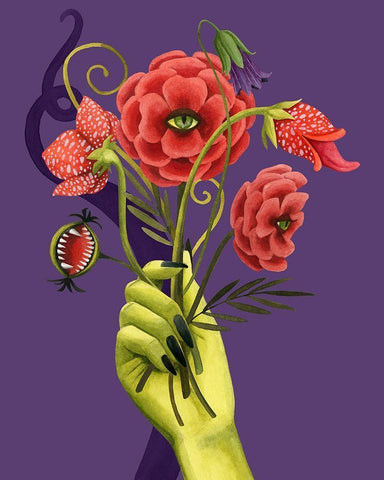 Monstrous Plants I White Modern Wood Framed Art Print with Double Matting by Popp, Grace