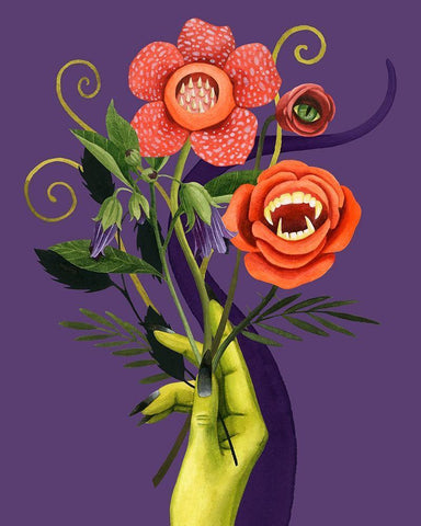 Monstrous Plants II White Modern Wood Framed Art Print with Double Matting by Popp, Grace