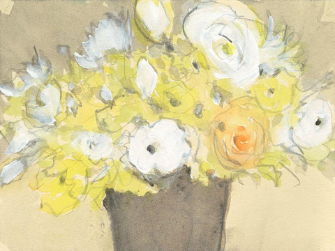 Table Bouquet II Black Ornate Wood Framed Art Print with Double Matting by Dixon, Samuel