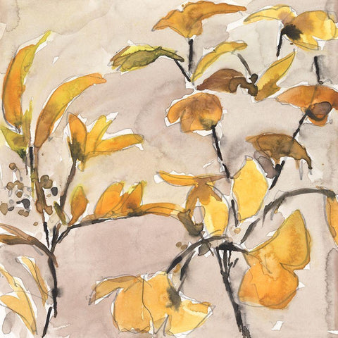 Ginkgo Leaf Moment II Black Modern Wood Framed Art Print with Double Matting by Dixon, Samuel