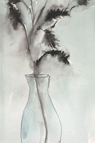 Soft Ferns II White Modern Wood Framed Art Print with Double Matting by Dixon, Samuel