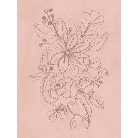 Rosetone Blossoms I Black Modern Wood Framed Art Print with Double Matting by Vess, June Erica