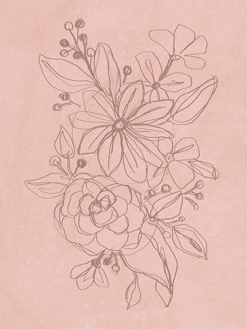 Rosetone Blossoms I Black Ornate Wood Framed Art Print with Double Matting by Vess, June Erica