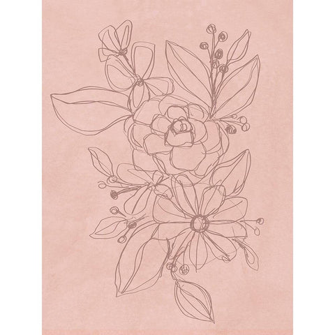 Rosetone Blossoms II White Modern Wood Framed Art Print by Vess, June Erica