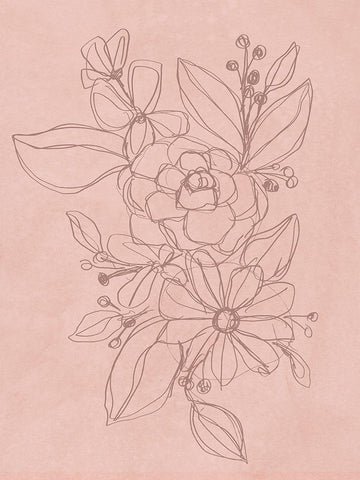 Rosetone Blossoms II Black Ornate Wood Framed Art Print with Double Matting by Vess, June Erica