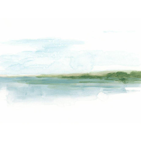 Green Ribbon Coast I Black Modern Wood Framed Art Print with Double Matting by Vess, June Erica