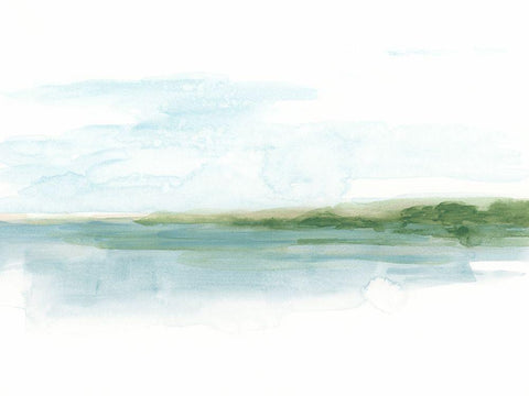 Green Ribbon Coast I White Modern Wood Framed Art Print with Double Matting by Vess, June Erica