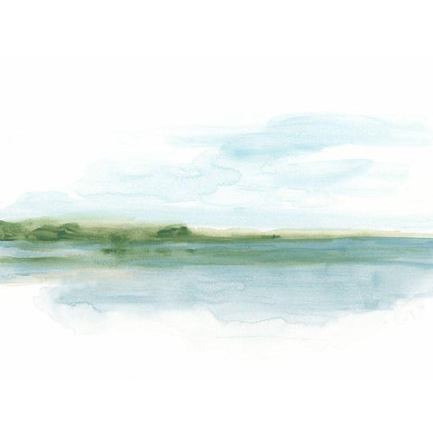 Green Ribbon Coast II White Modern Wood Framed Art Print by Vess, June Erica