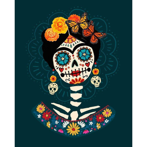 Bright Day of the Dead II Black Modern Wood Framed Art Print with Double Matting by Barnes, Victoria