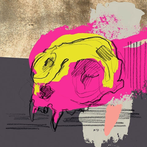 Mod Skull Collage IV Black Modern Wood Framed Art Print with Double Matting by Parker, Jennifer Paxton