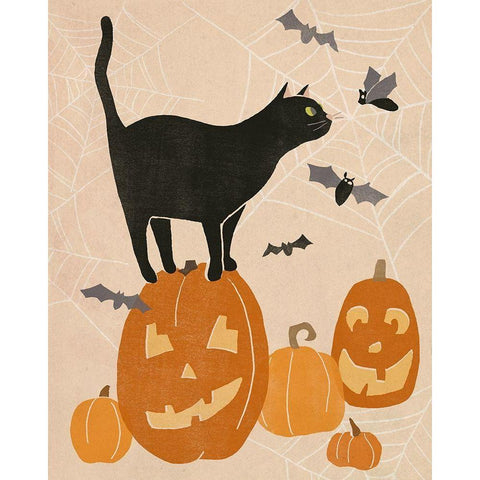 Pumpkin Patch Cats I Gold Ornate Wood Framed Art Print with Double Matting by Vess, June Erica