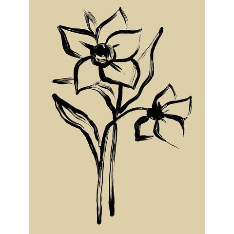 Inkwash Floral II Black Modern Wood Framed Art Print by Vess, June Erica