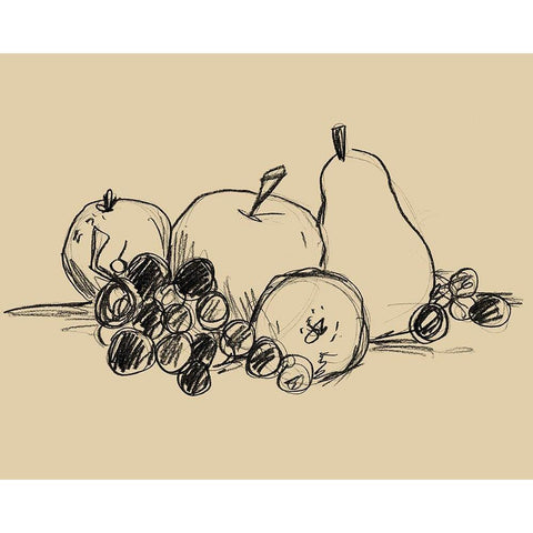 Graphite Fruit I Black Modern Wood Framed Art Print by Vess, June Erica