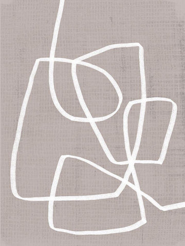 Linen Roundabout I White Modern Wood Framed Art Print with Double Matting by Vess, June Erica