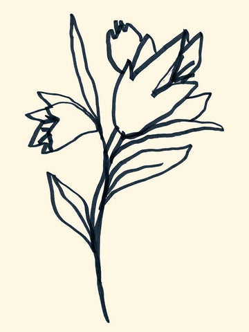 Floral Marker I Black Ornate Wood Framed Art Print with Double Matting by Vess, June Erica