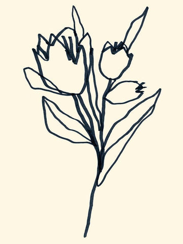 Floral Marker II White Modern Wood Framed Art Print with Double Matting by Vess, June Erica