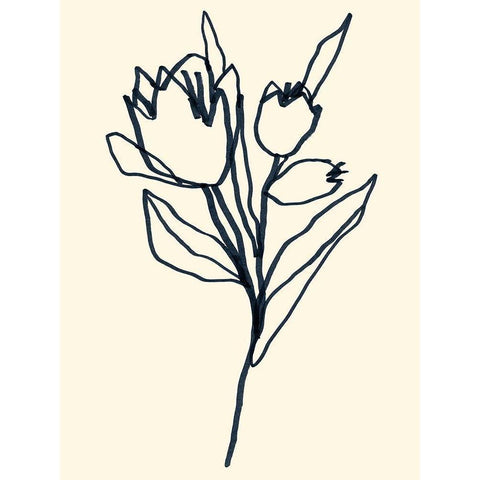 Floral Marker II Black Modern Wood Framed Art Print by Vess, June Erica