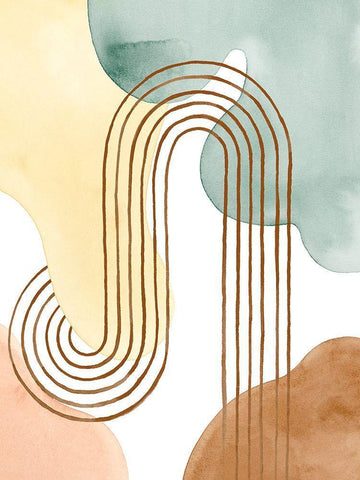 Spring Shapes I White Modern Wood Framed Art Print with Double Matting by Popp, Grace