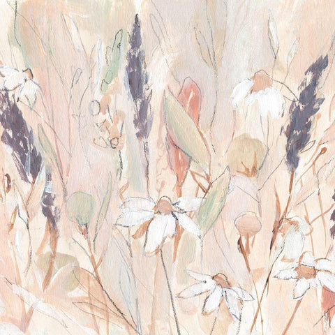 Lavender Flower Field I White Modern Wood Framed Art Print by Warren, Annie