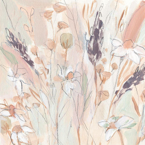 Lavender Flower Field II Gold Ornate Wood Framed Art Print with Double Matting by Warren, Annie