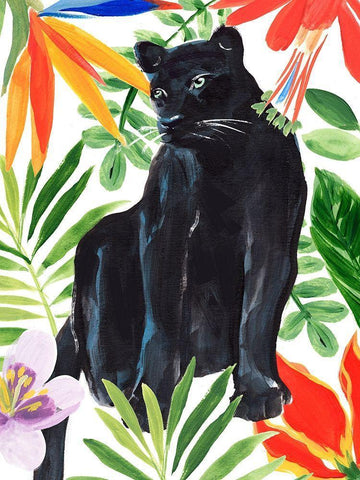 Panthers Paradise I Black Ornate Wood Framed Art Print with Double Matting by Warren, Annie