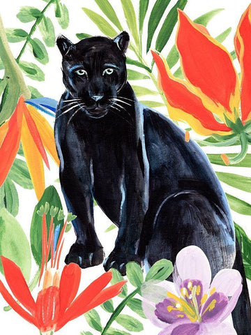 Panthers Paradise II Black Ornate Wood Framed Art Print with Double Matting by Warren, Annie