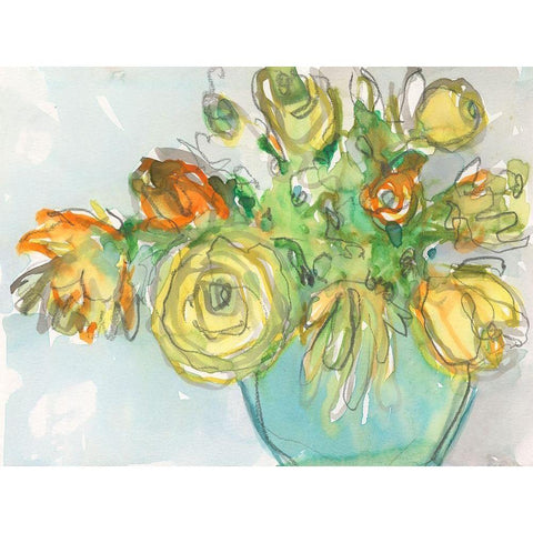 Spring Floral Accent I Gold Ornate Wood Framed Art Print with Double Matting by Dixon, Samuel