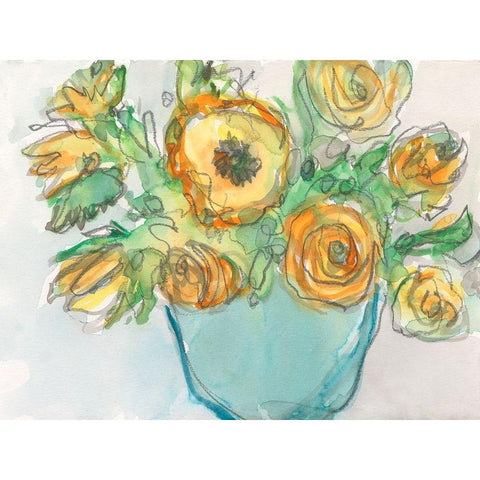 Spring Floral Accent II Gold Ornate Wood Framed Art Print with Double Matting by Dixon, Samuel