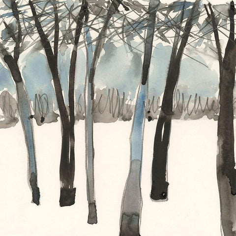 Winter Treeline II Black Modern Wood Framed Art Print with Double Matting by Dixon, Samuel